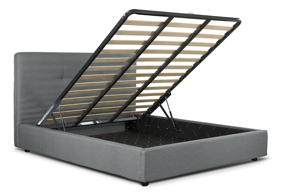 Lit coffre 180 x 200 cm en tissu gris SOGNO