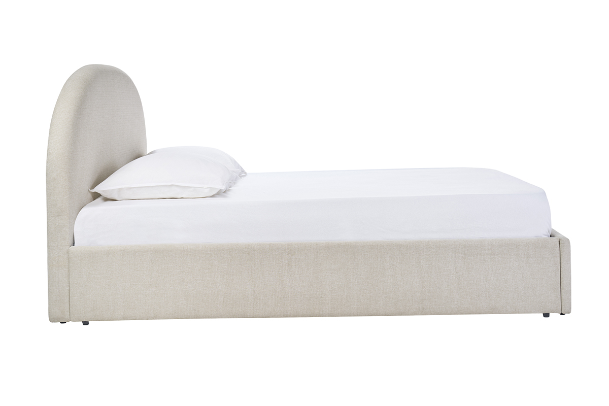 Lit coffre 2 places beige 160x200 cm, vue de ct.