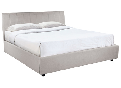 Lit coffre design 160 x 200 cm effet velours gris clair MACHA