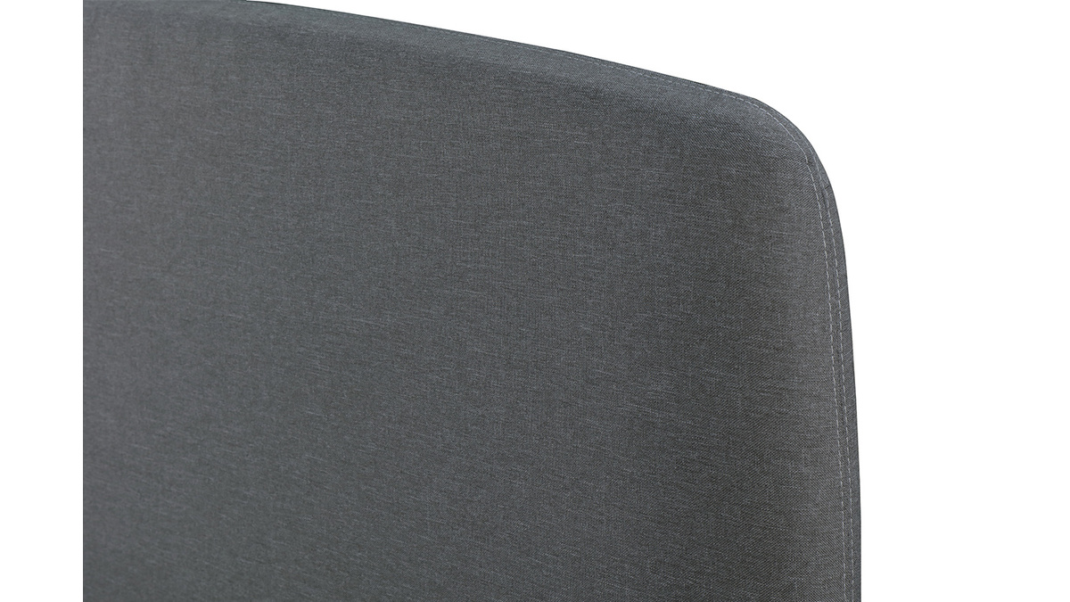 Lit design tissu gris et bois 160 x 200 cm NIELS