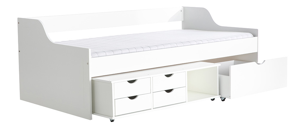 Lit enfant � tiroirs 90x190 blanc CLEO
