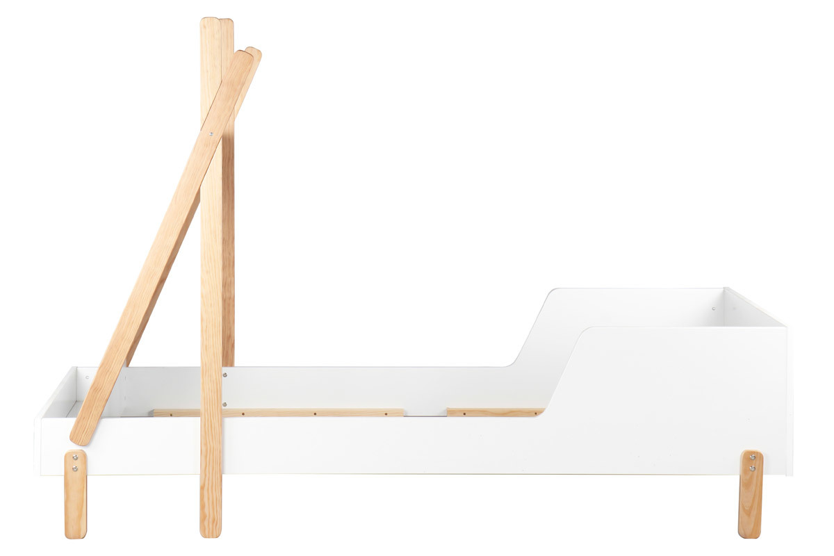 Lit enfant bateau blanc et bois clair TIMEHLO