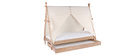 Lit enfant tipi avec rangement bois et coton naturel APACHE