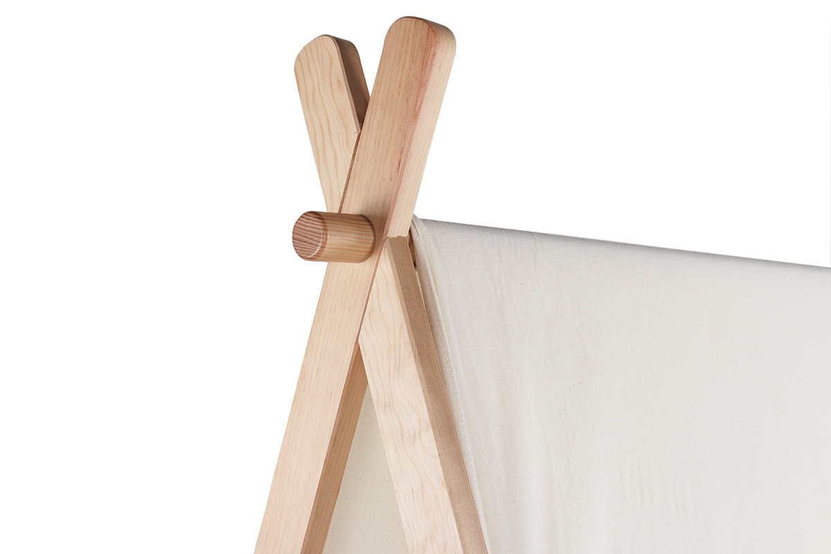 Lit enfant tipi bois et tissu coton naturel APACHE