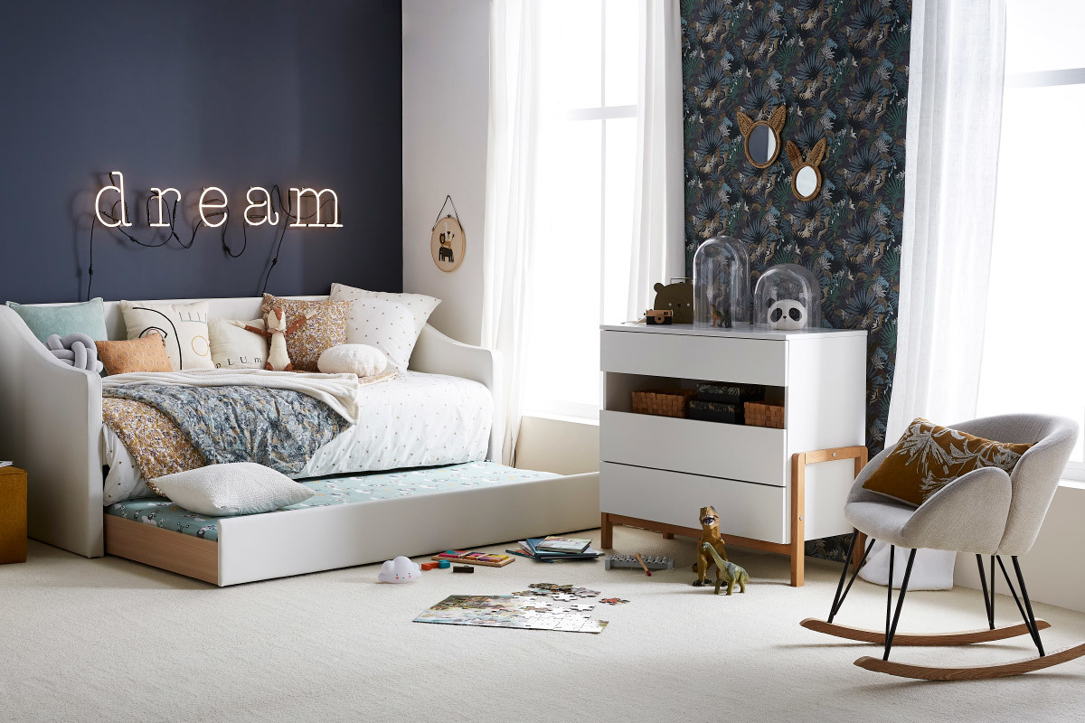 Lit gigogne blanc 90x190 cm BEKKER