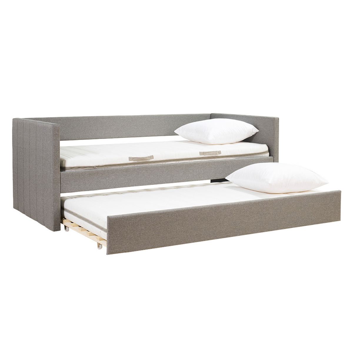 Lit gigogne en tissu gris 90x190 cm ELIE Lit gigogne en tissu gris 90x190 cm ELIE