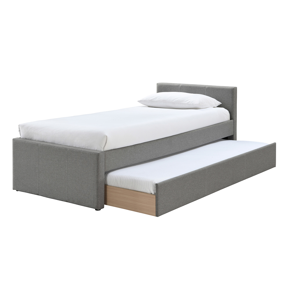 Lit gigogne en tissu gris 90x190 cm MACCO Lit gigogne en tissu gris 90x190 cm MACCO