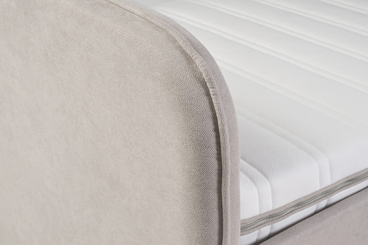 Lit gigogne en tissu taupe 90 x 190 cm EDISON, design lgant, extensible, 2 couchages, sans matelas