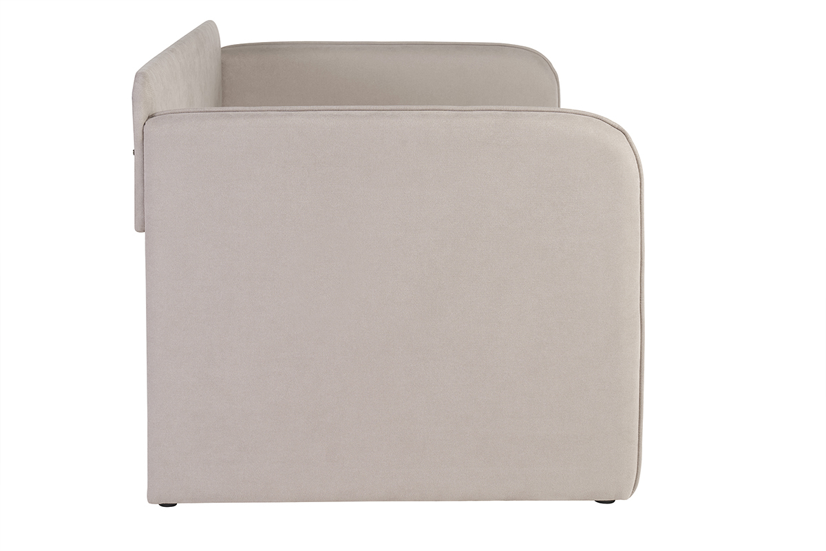 Lit gigogne en tissu taupe 90 x 190 cm EDISON