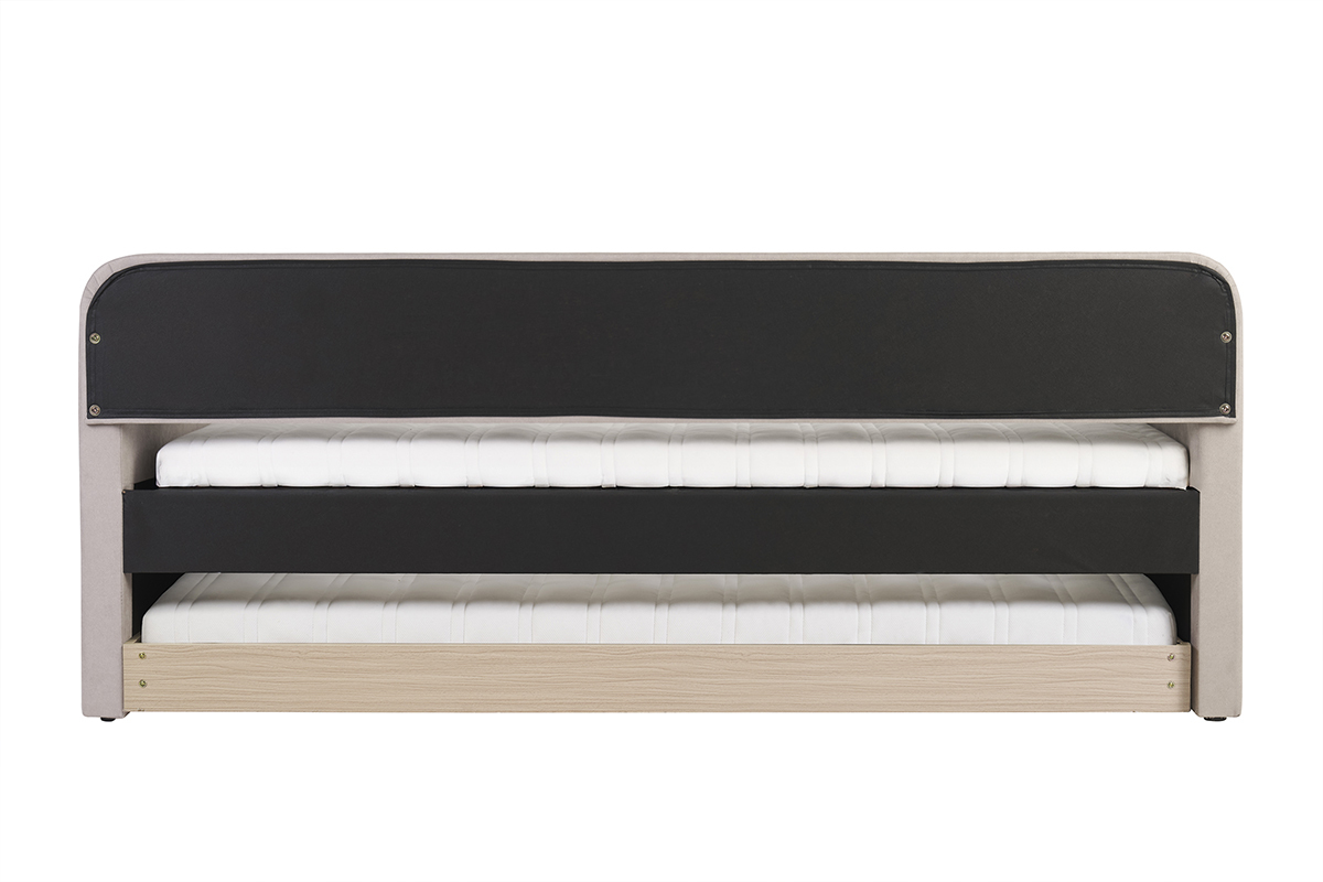 Lit gigogne en tissu taupe 90 x 190 cm EDISON
