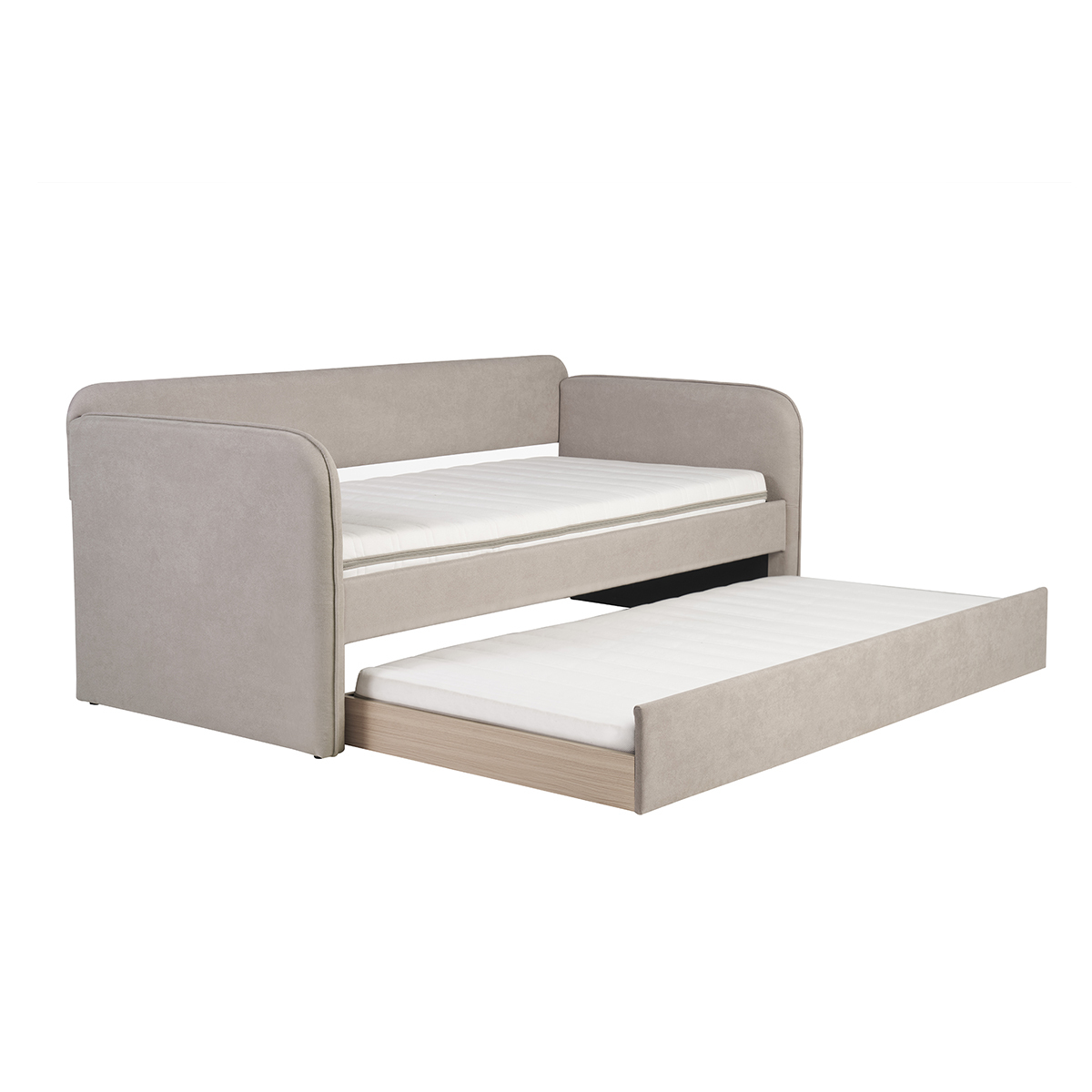 Lit gigogne en tissu taupe 90 x 190 cm EDISON Lit gigogne en tissu taupe 90 x 190 cm EDISON
