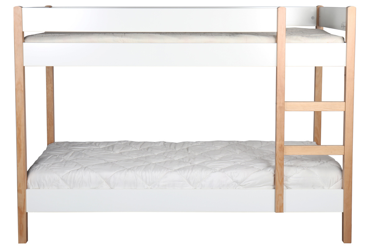 Lit superpos� enfant bois clair et blanc ALTO
