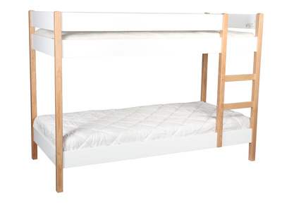 Lit superpos&eacute; enfant bois clair et blanc ALTO