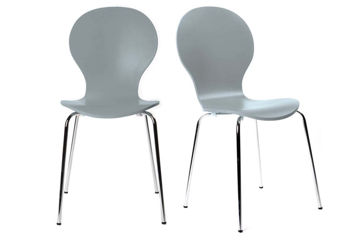 Lot de 2 chaises design empilables grises NEW ABIGAIL