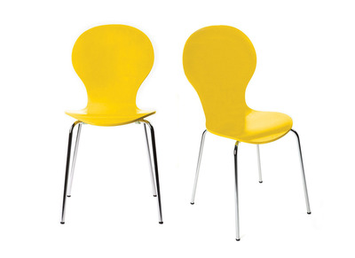 Lot de 2 chaises design empilables jaunes NEW ABIGAIL