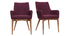 Lot de 2 fauteuils design bois et tissu prune SHANA