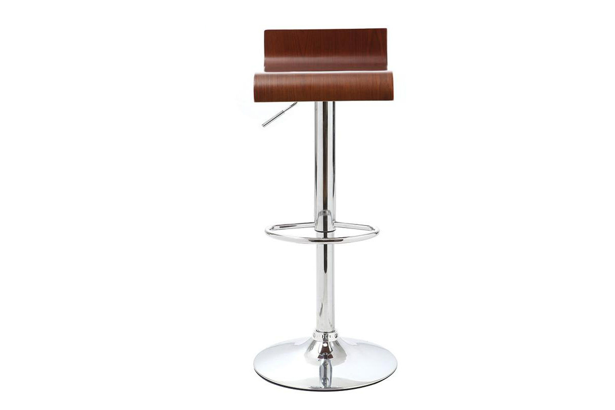Lot de 2 tabouret de bar / cuisine design bois coloris noyer SURF V2