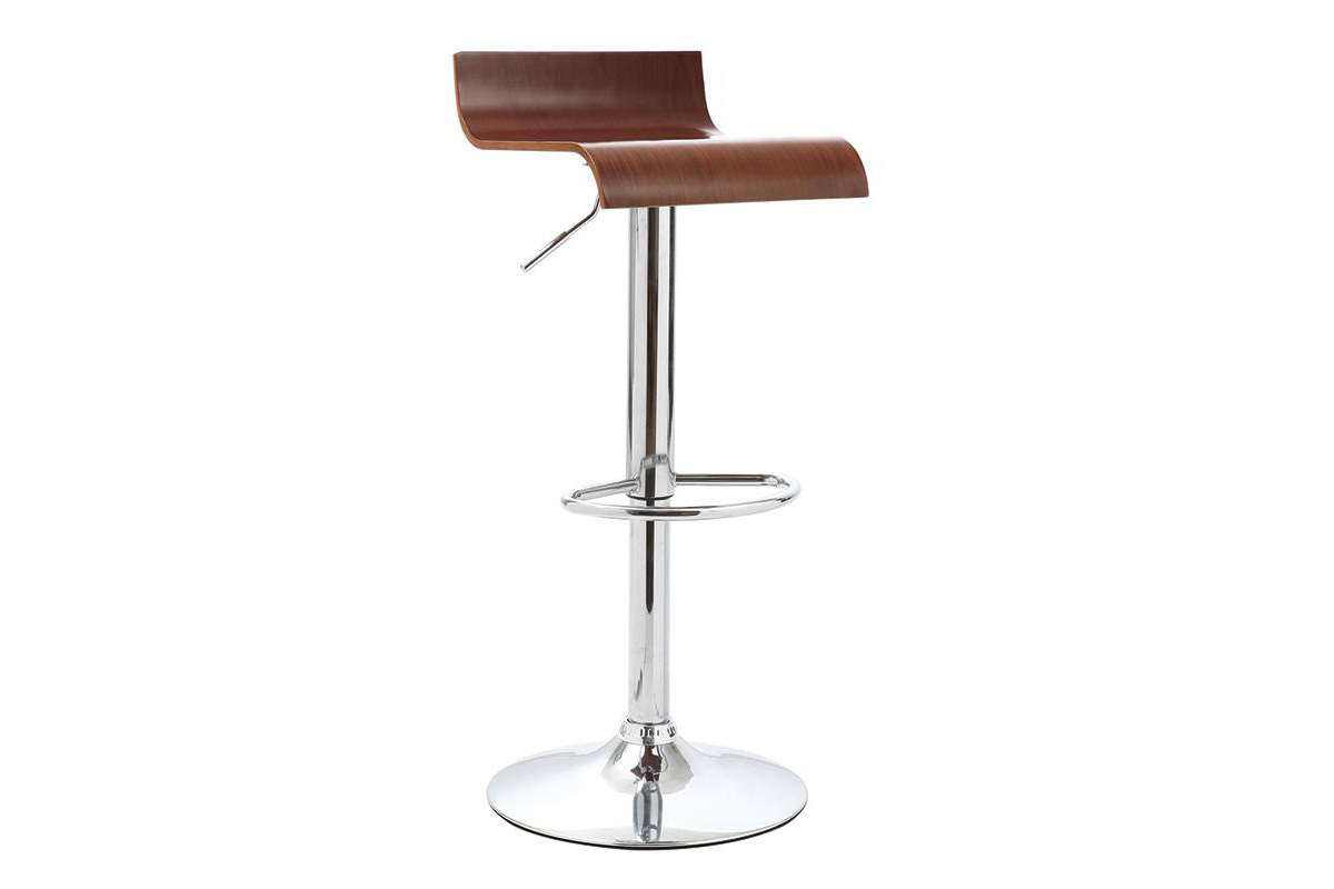 Lot de 2 tabouret de bar / cuisine design bois coloris noyer SURF V2