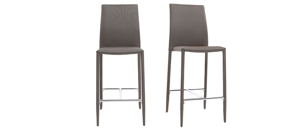Lot de 2 tabourets / chaises de bar design taupe TALOS