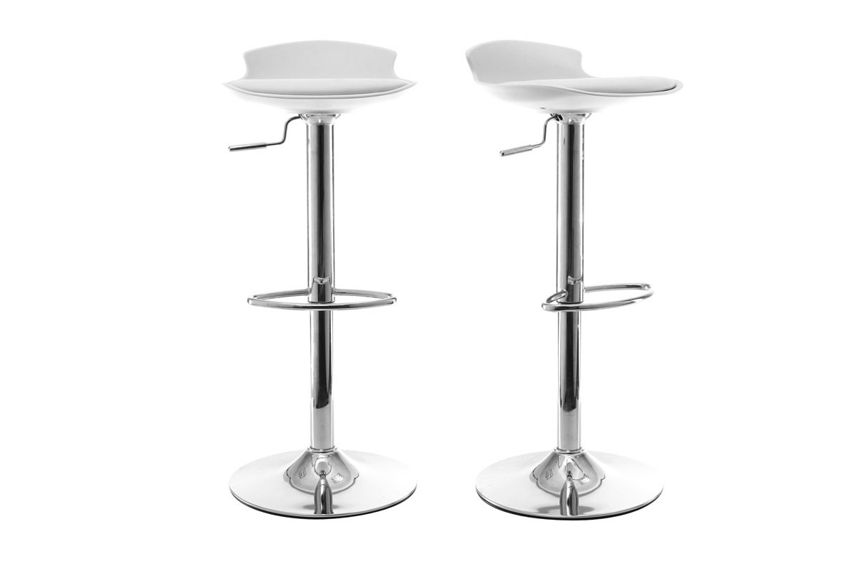 Lot de 2 tabourets de bar design blanc NOVA