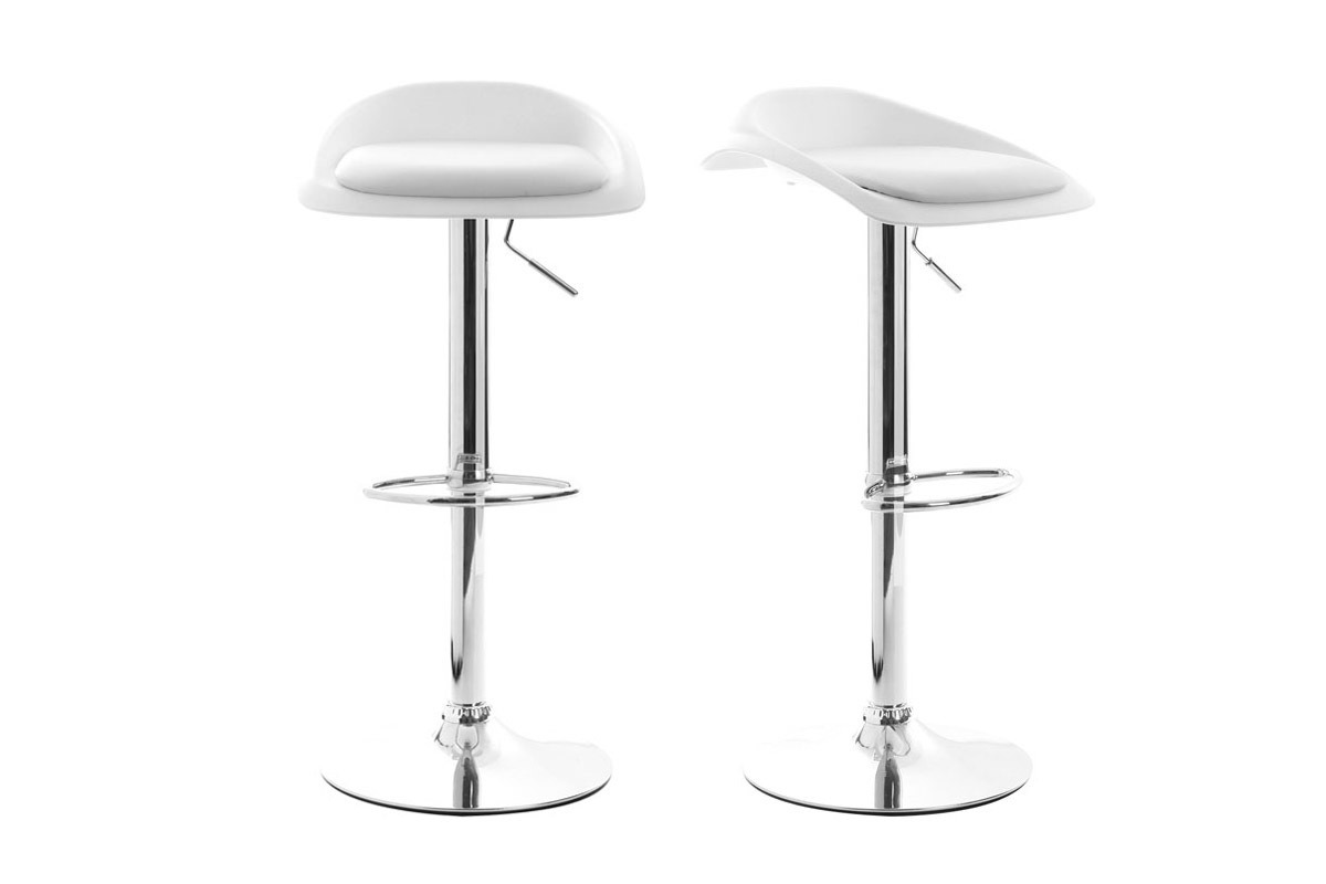 Lot de 2 tabourets de bar design blanc SYRIUS