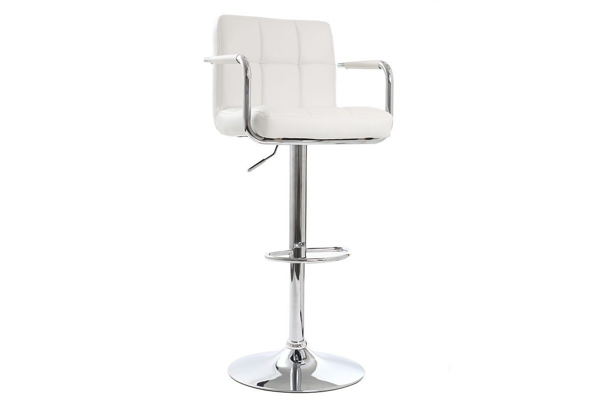 Lot de 2 tabourets de bar design blancs WILLORD