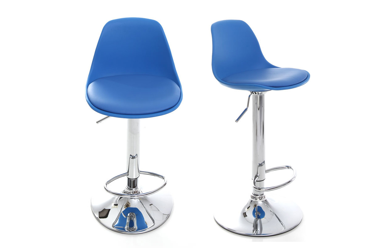 Lot de 2 tabourets de bar design bleus STEEVY