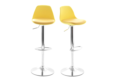Lot de 2 tabourets de bar design jaunes STEEVY