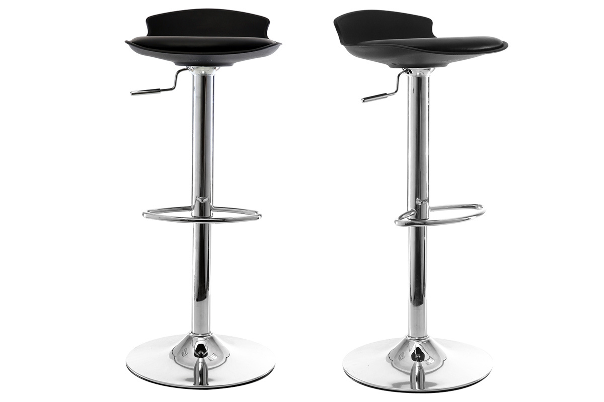Lot de 2 tabourets de bar design noir NOVA