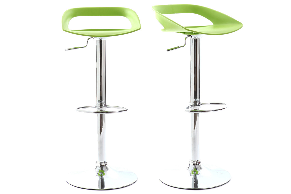 Lot de 2 tabourets de bar design vert PHENIX
