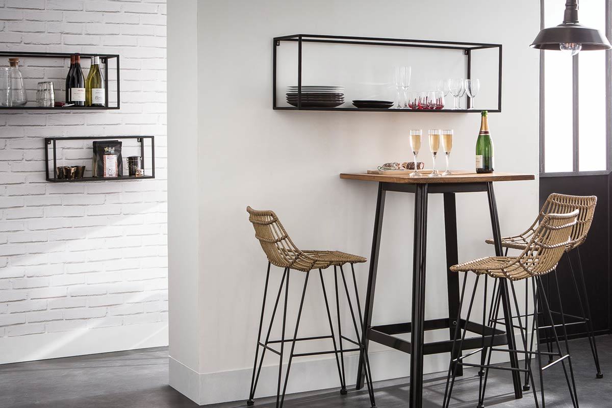 Lot de 3 tagres murales rectangle mtal noir KARL