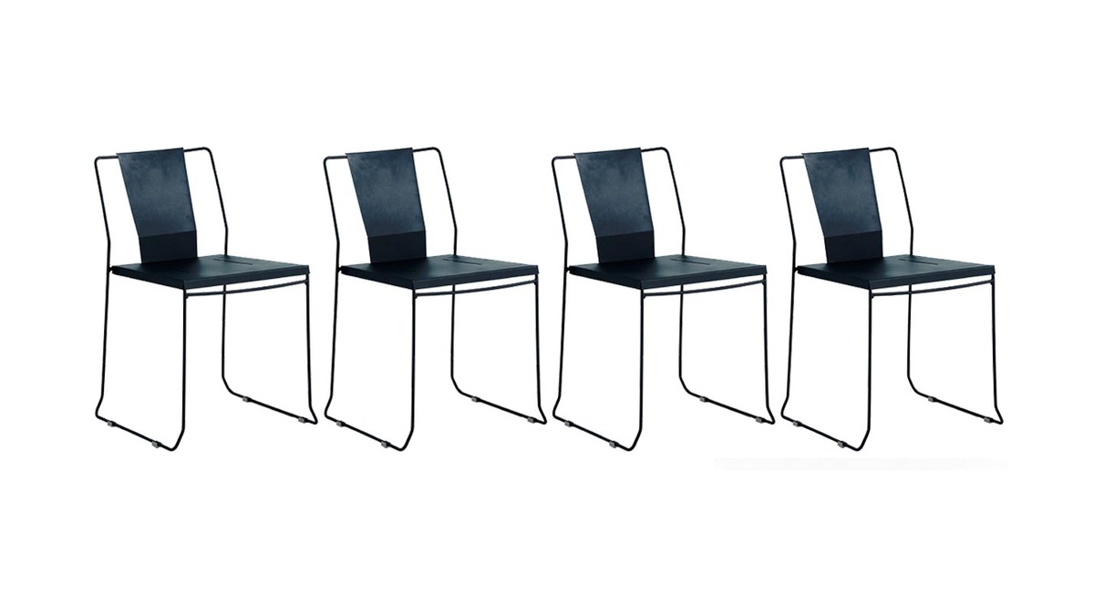Lot de 4 chaises d'extrieur design mtal noir TENERIFE
