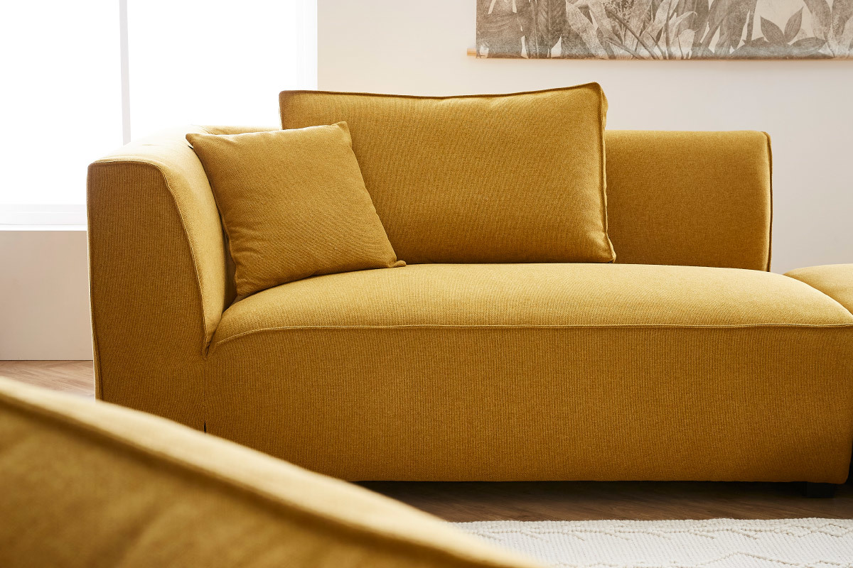 Mridienne angle droit en tissu jaune cumin PLURIEL