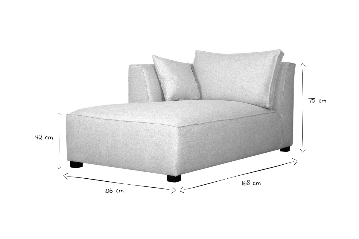 M�ridienne angle gauche en tissu beige naturel PLURIEL