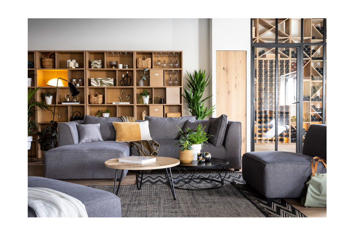 Mridienne angle gauche en tissu gris anthracite PLURIEL