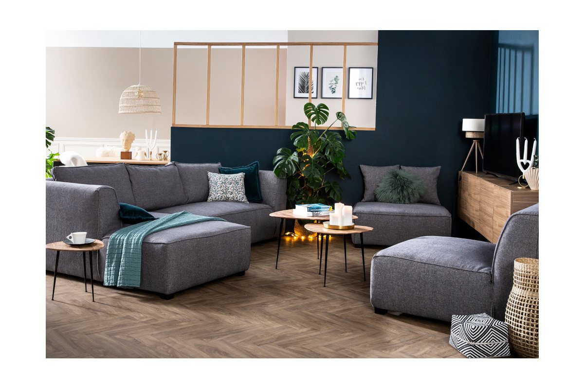 Mridienne angle gauche en tissu gris anthracite PLURIEL