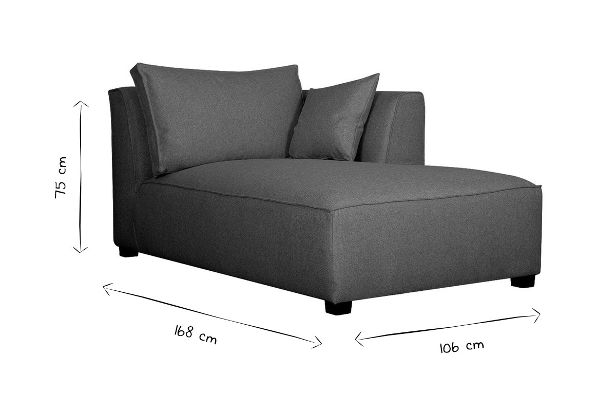 Mridienne angle gauche en tissu gris anthracite PLURIEL