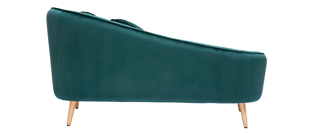 Méridienne en velours bleu canard L160 cm ICARE