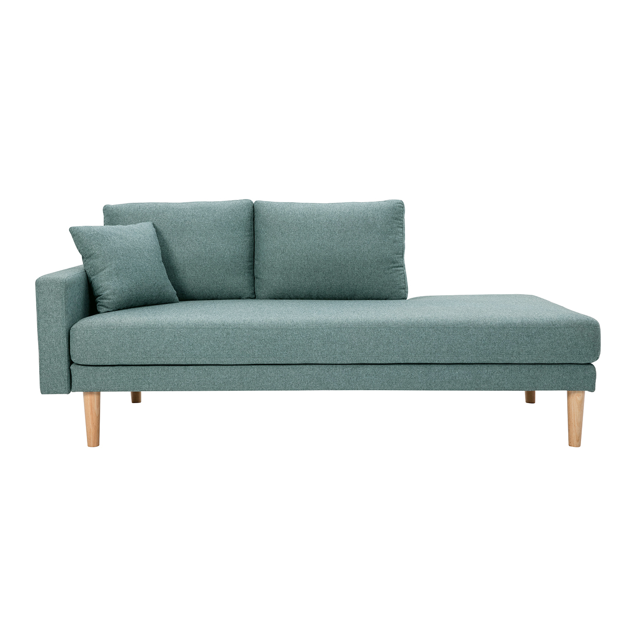 Méridienne scandinave en tissu vert de gris et bois clair massif L190 cm BERTILLE Méridienne scandinave en tissu vert de gris et bois clair massif L190 cm BERTILLE