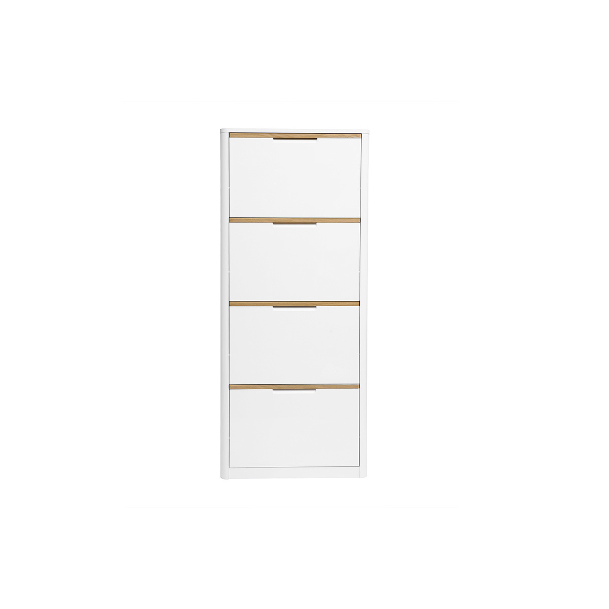 Meuble à chaussures 4 portes finition blanc laqué brillant L68 cm KIRK