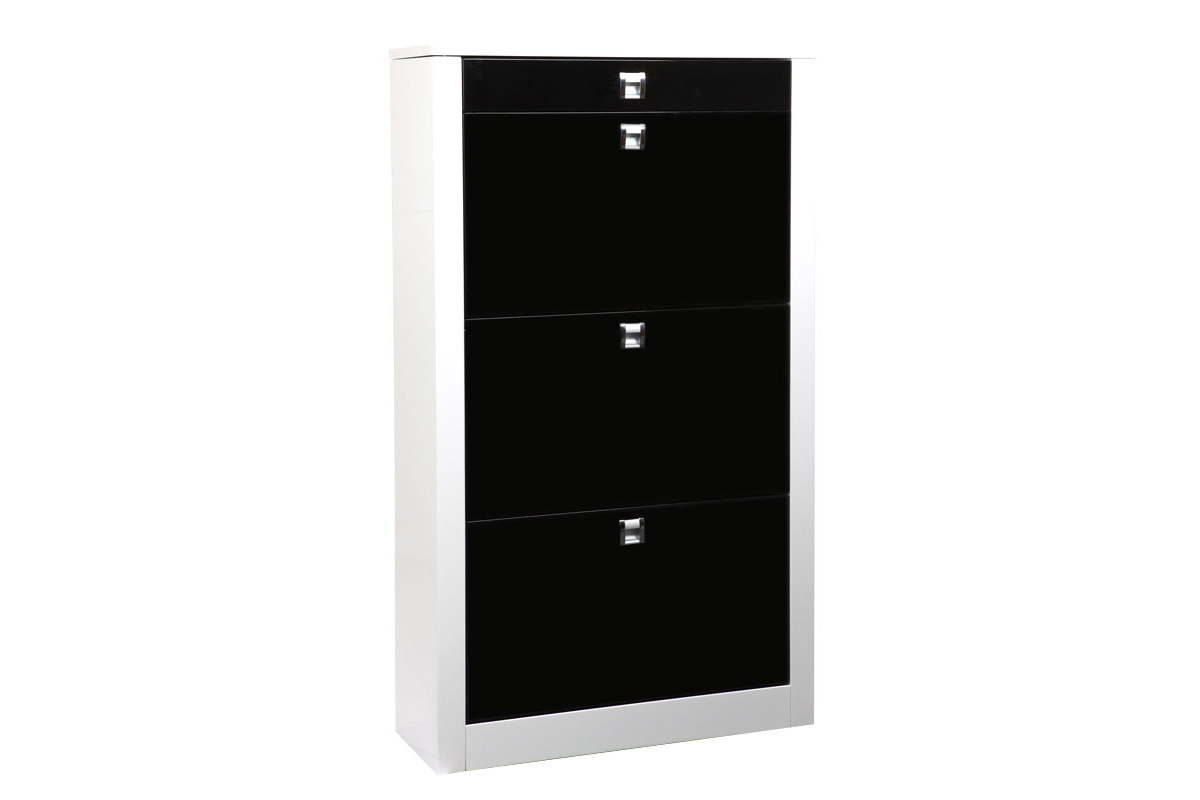 Meuble � chaussures design laqu� noir DEVA