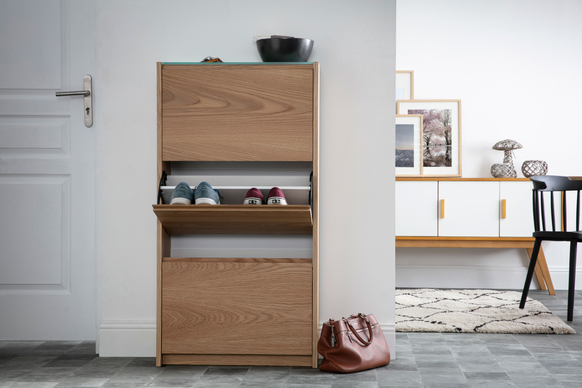 Meuble  chaussures scandinave 3 compartiments chne ZAPPA