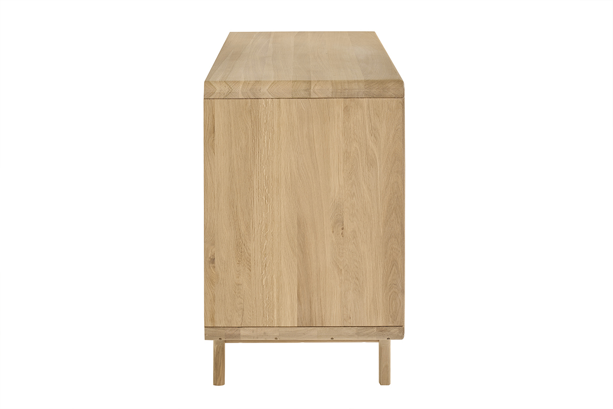 Meuble de salle de bain en bois ch�ne massif, vue de profil, style scandinave