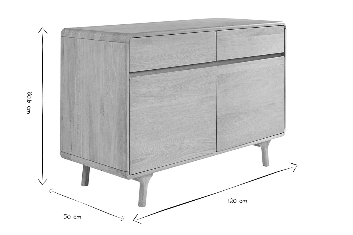 Meuble de salle de bain en bois ch�ne massif, dimensions: 120 cm x 50 cm x 80,6 cm, en noir et blanc.