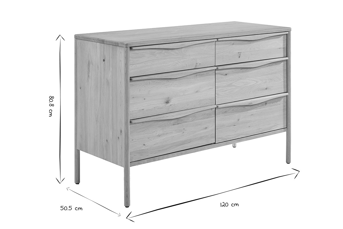 Dimensions du meuble de salle de bain MARIN en noir et blanc : L120 x P50.5 x H80.8 cm.