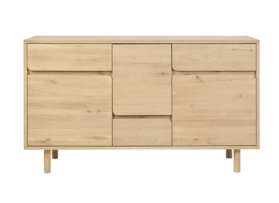 Meuble de salle de bain en bois clair ch&ecirc;ne massif L140 cm SINCLAIR