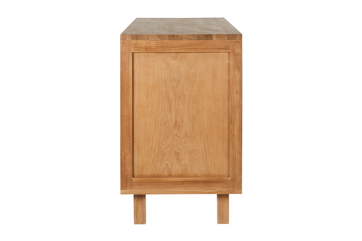 Meuble de salle de bain en bois teck massif avec corde tress�e, vue de profil, dimensions L120 cm.
