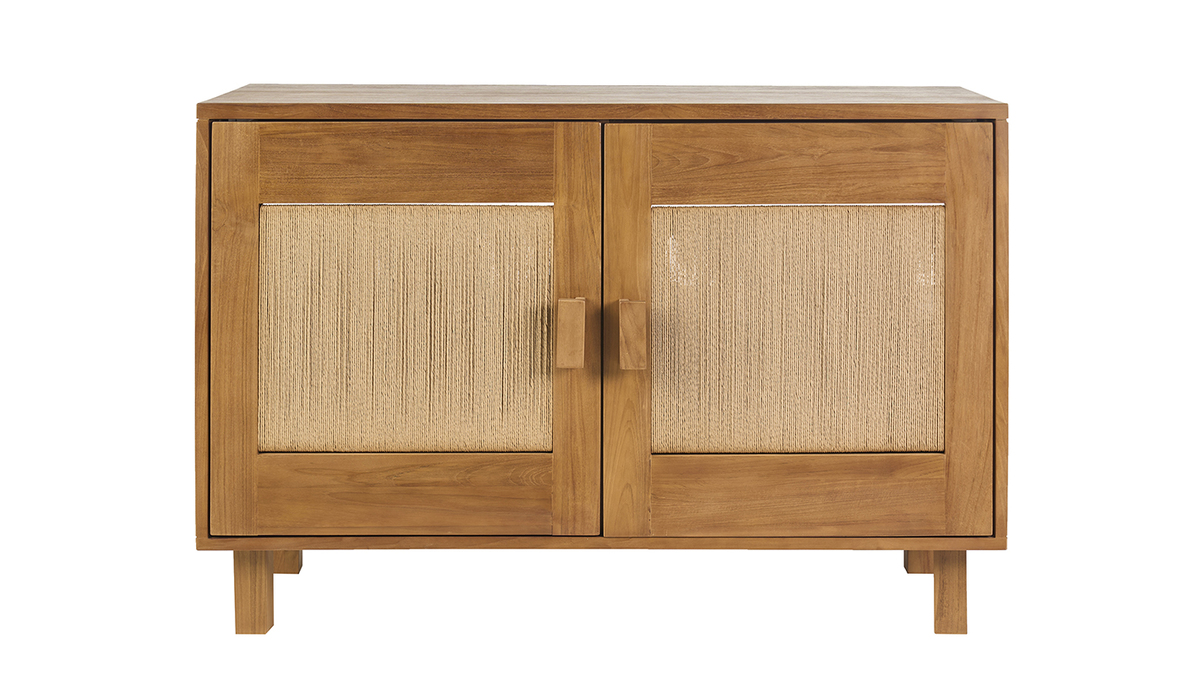 Meuble de salle de bain en bois teck massif et corde tress�e L120 cm MOSSA