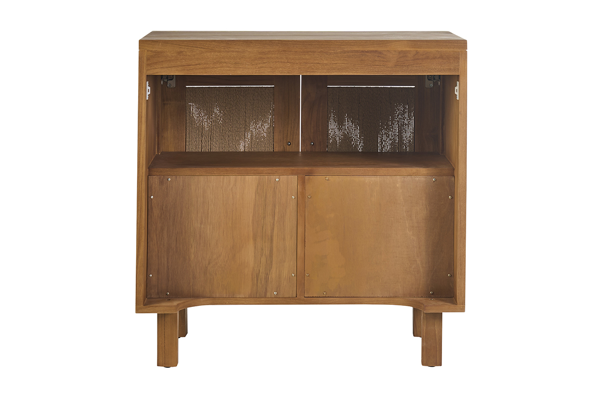 Meuble de salle de bain en bois teck massif avec corde tress�e, vue de dos, largeur 80 cm.