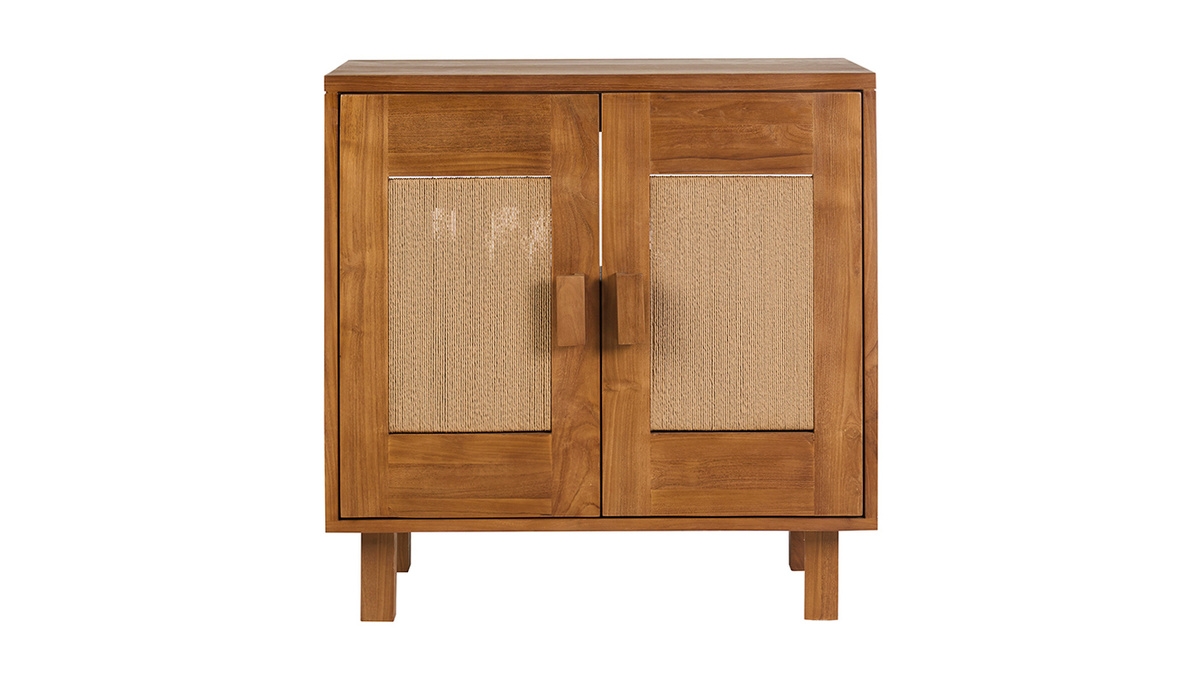 Meuble de salle de bain en bois teck massif et corde tress�e L80 cm MOSSA